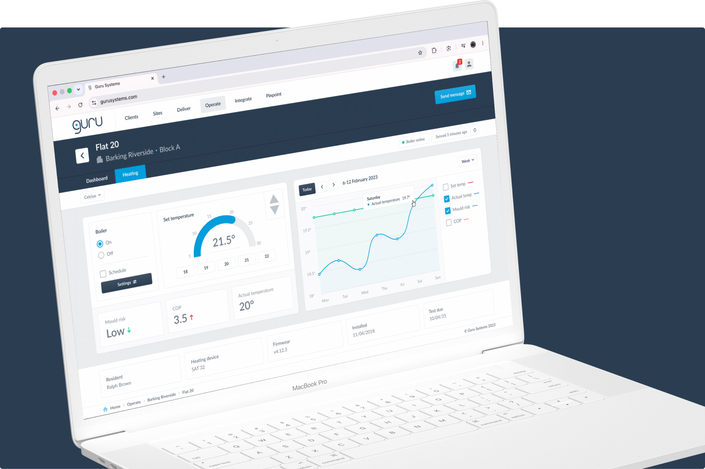 Single dwelling heating control dashboard